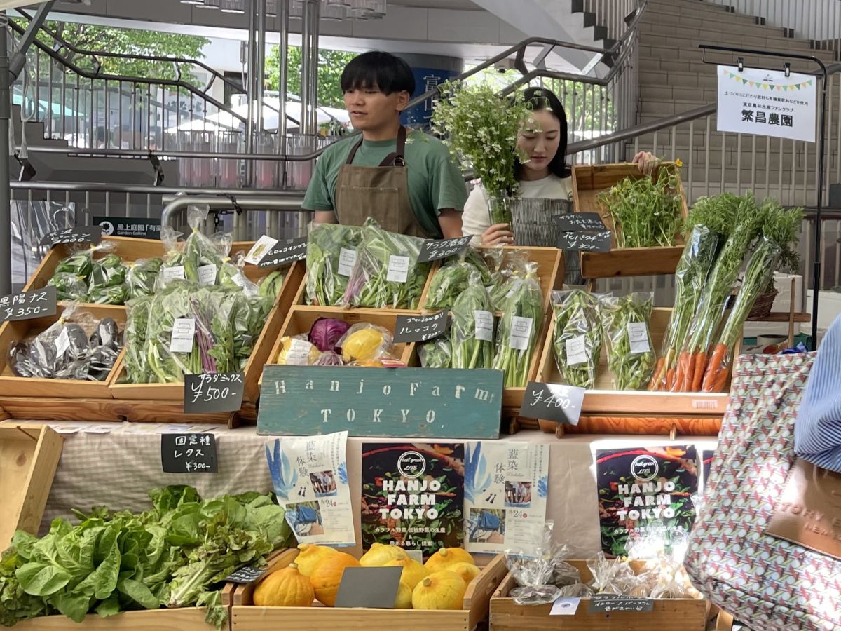 マルシェで野菜を販売する繁昌さん